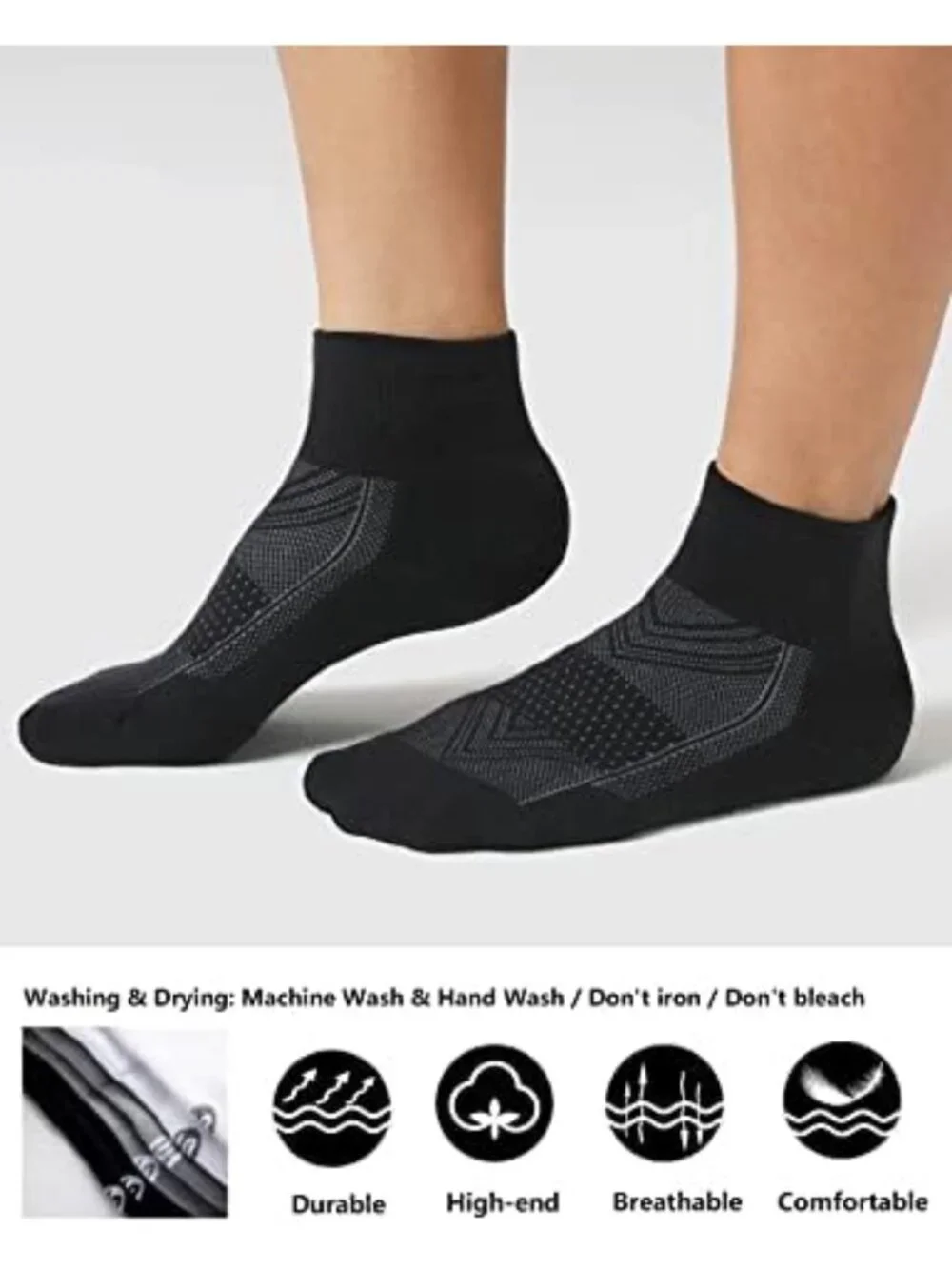 6 Pairs Women's Cushioned Running Ankle Socks - Athletic Sport Socks for Comfort